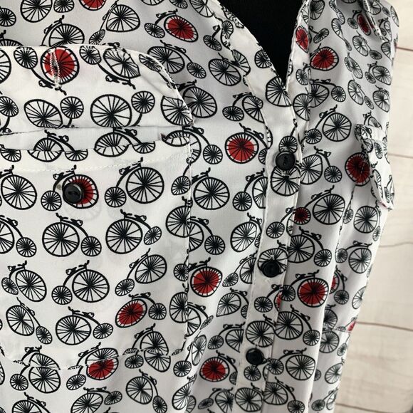 Coral Bay Shirt Blouse Collar Roll-up Long-sleeved pockets Bikes Retro - Picture 10 of 16